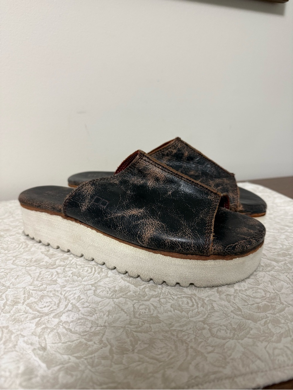 Bed Stu Fairlee II Platform Slide Sandal Black Lux